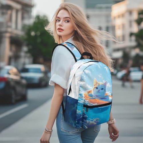 Swimming Cat Backpack for Girls 6-8 Cute Bookbags Aesthetic for Kids with Extra Pockets 17 Inch School Backpack for Students Camping Picnic Casual Daypack4