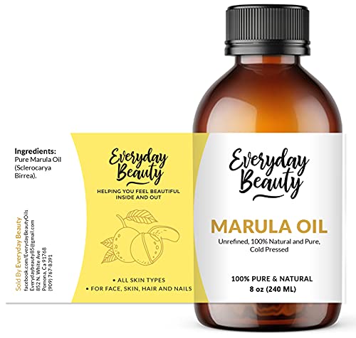 Marula Oil - 100% Pure Extra Virgin Unrefined Luxury Facial Oil 8oz - Cold Pressed & All Natural for Face, Skin and Hair - DIY Cosmetics - Premium Quality Bulk Price