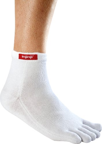 Injinji Performance Mini-Crew Toe Socks, White, Small