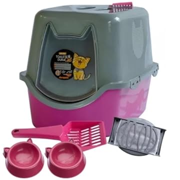 Banheiro Fechado Gato G Caixa Areia Com Pá Sanitário Fechado C Filtro Cor:Rosa