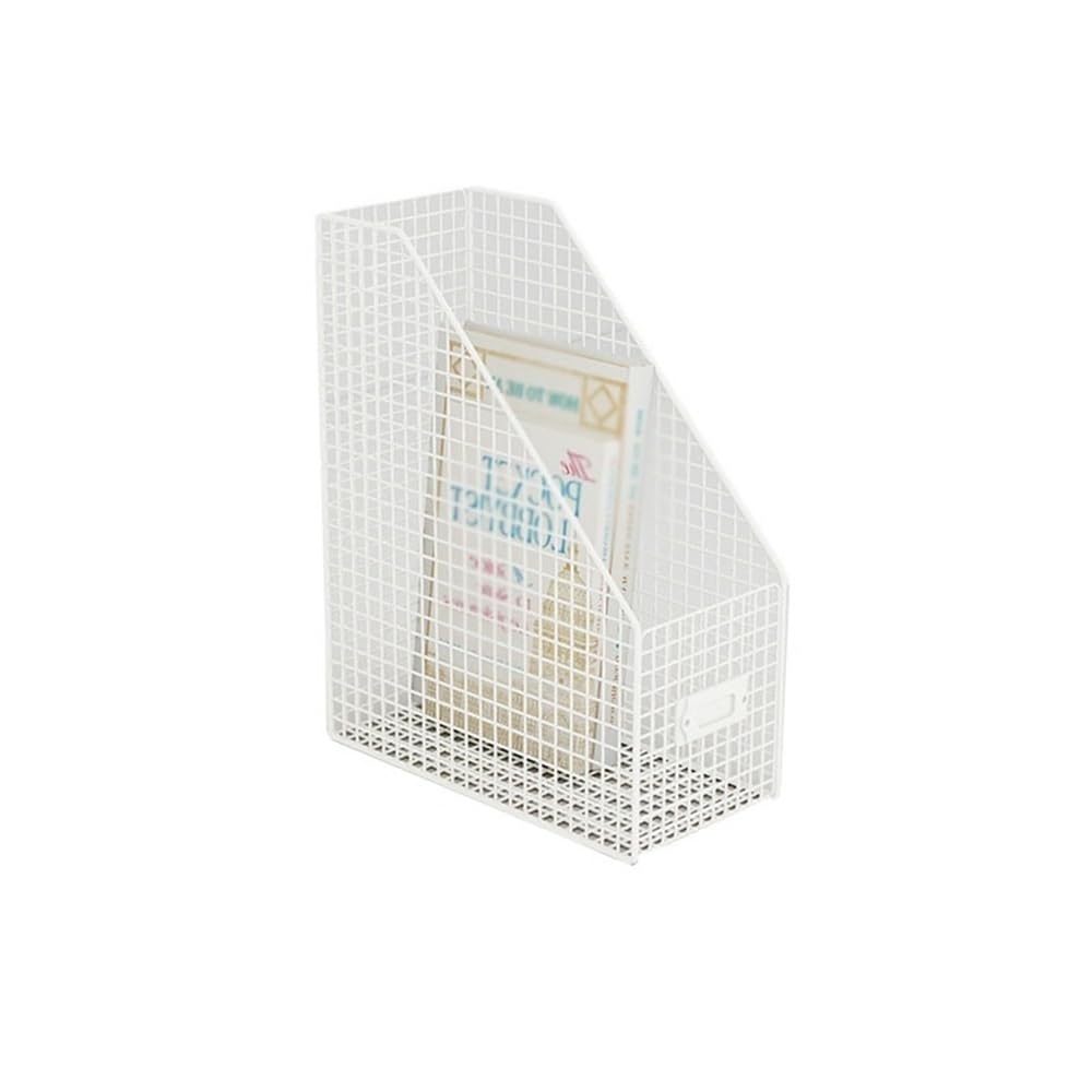 FZL02068LM Paper Organizers Magazine File Holder Metal Organizer for Desk, Shelves Office Vertical Book Office Trays(White)