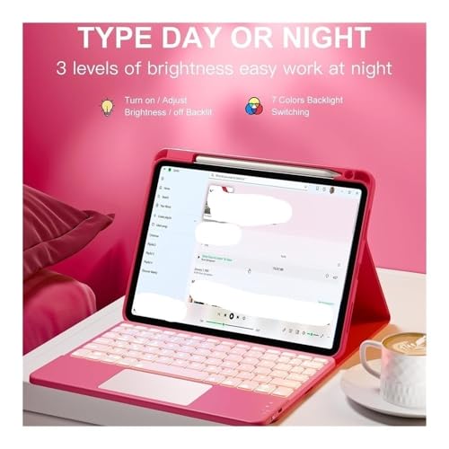 Teclado compatible con iPad 10th 11th Gen funda magnética con ranura para lápiz y luz 5