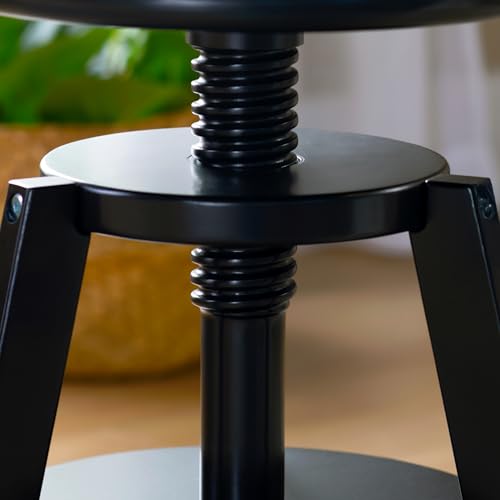 Image of Guidecraft Adjustable Drafting Wooden Stool-Black: Drafting Chair for Kids, 16 inch-18 inch Inch Swivel Stool for Kids' Art Studio Furniture | Adjustable Height Chair for Drawing, Painting, and Crafting