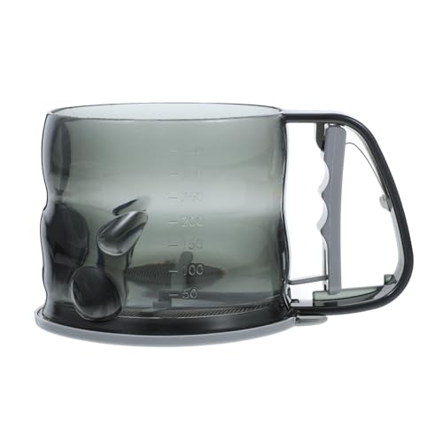BESPORTBLE Cedazo de Harina Plástico Gris Engrosado Semiautomático con Manivela 1 Pieza para Espolvorear Azúcar y Tamizar Ingredientes en Repostería Doméstica