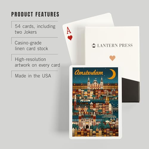 Lantern Press Amsterdam Retro Skyline Naipes Poker miniatura 3