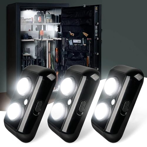Xprite 3 PCS Gun Safe Light Kit with PIR Motion Sensor, Rotatable Lens Multi-Directional Sensitive Lighting Inside for Your Gun Safes Cabinet, Closet and Locker