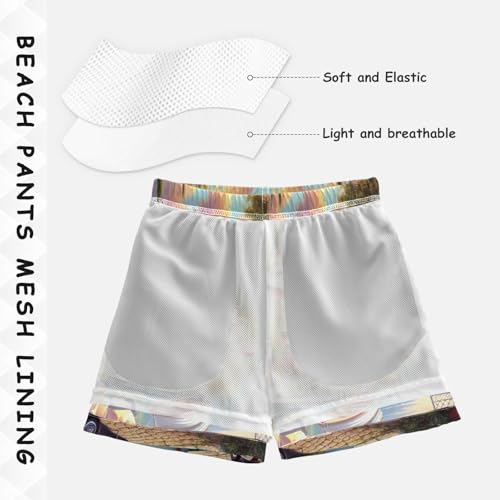 Lakeside Town Boat Boys Swim Trunks Quick Dry Toddler Swimsuit Boy Bathing Suits Swimwear Board Shorts 2T Multi4