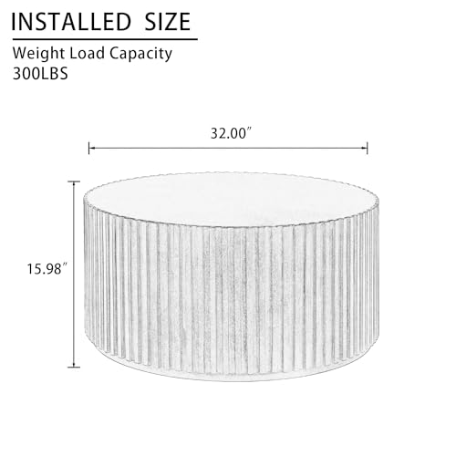Wooden Coffee Table for Small Space, Modern Handcraft Drum Table (Espresso, 31x31x16 in)