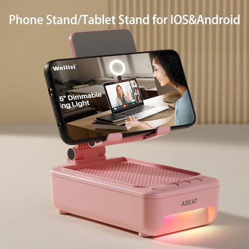 Gifts for Men Him, Cell Phone Stand with Bluetooth Speaker&Led Color Changing Light, Unique Gifts for Women Dad Her Husband, Birthday Gifts for Men