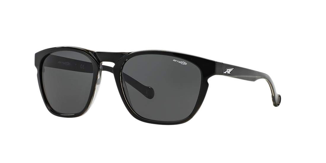 ArnetteAn4203 Groove Rectangular Sunglasses, Black on Translucent Clear/Grey, 55 mm