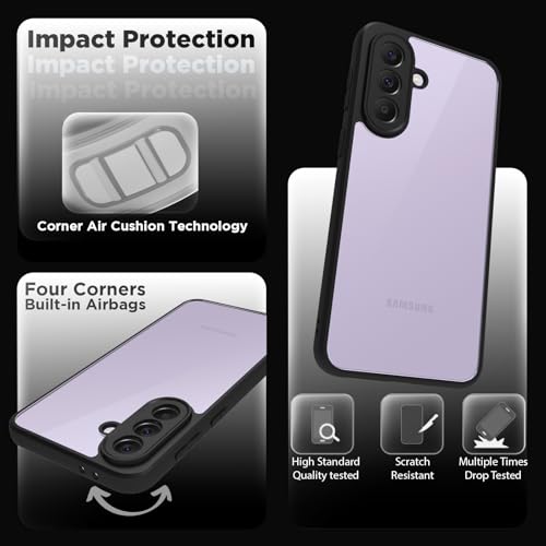 Image of RIGGEAR Shockproof Sleek Hybrid Armor Back Cover Case for Samsung Galaxy A37 5G (Clear PC + Black TPU Bumper)