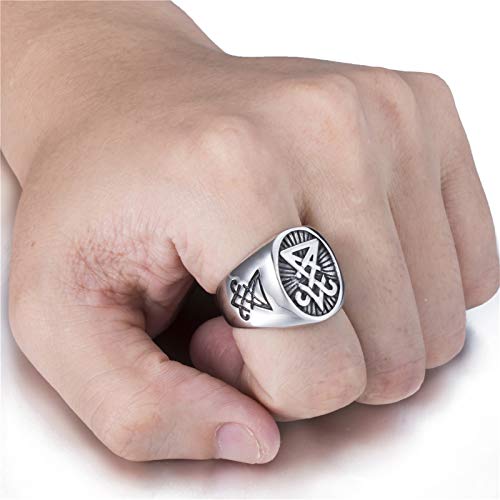 Elfasio Sigil Of Lucifer Rings For Men Satanic Satan Demon Devil Symbol Stainless Steel Ring Vintage Jewelry Size 10 #TOP5