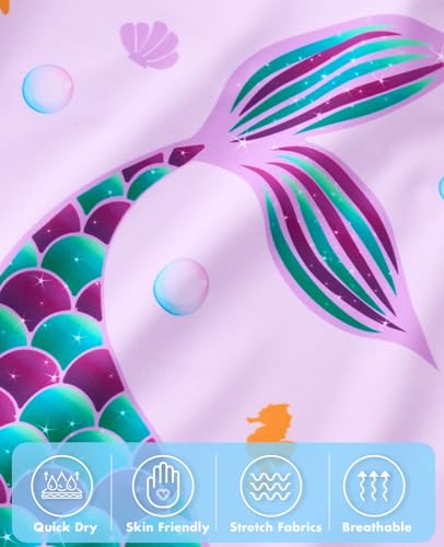 Image of Girls One Piece Swimsuit Kid Beach Swimwear Mermaid Toddler Bathing Suit Quick Dry Swimwear for Little Girl Baby Summer Sports Surf Pool