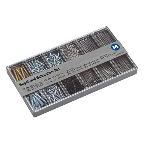 Meister 947200 Nail and Screw Assortment ✓ pre-Sorted Steel Nails, Wire Nails and Wood Screws ✓ for Work | Nails & Screws Kit Assortment Box | Assortment Box Cover