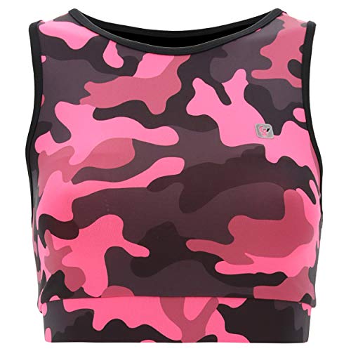 Top de sport support moyen tissu transpirant camouflage fluo m