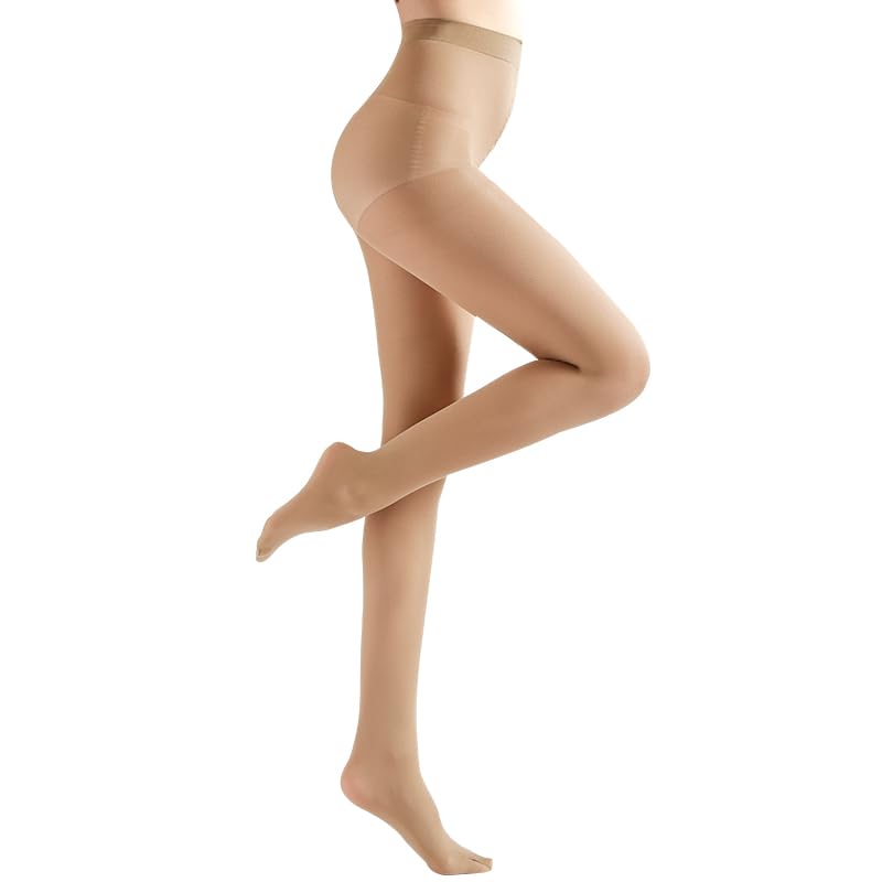 Image of Women's Tights 70D Soft Opaque Control Top High Waist Microfiber Pantyhose with Reinforced Toes