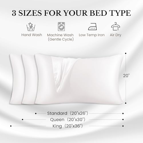 Image of THXSILK 100% Silk Pillowcase for Hair and Skin, Both Sides Grade 6A+ 25 Momme Mulberry Silk Pillow Case with Hidden Zipper, Gift Box, Soft & Smooth White Pillowcase(1pc, Queen Size 20 inchx30 inch)