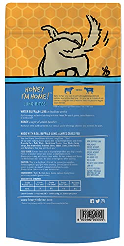Honey I'm Home, Lung Bites Buffalo Dog Treats, 3.1 Ounces - All Natural, Free Range, Healthy, Grain Free, Honey Coated & Crispy #TOP1