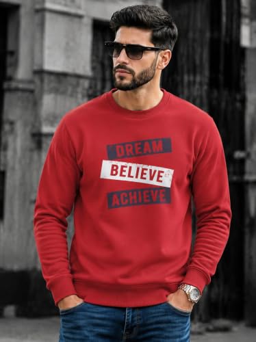 Image of Mack Jonney Men's Printed Fleece Sweatshirt|Full Sleeve Round Neck Winter Sweatshirt for Casual Wear|Travel|Gym & Everyday Style-mj-62