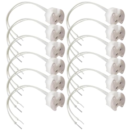12 casquillos GU5.3 de cerámica, casquillo MR16, casquillo halógeno de bajo voltaje, MR16, 12 V-250 V, 3 A, máx. 100 W, 250 °C, resistente al calor, GU5.3 G4
