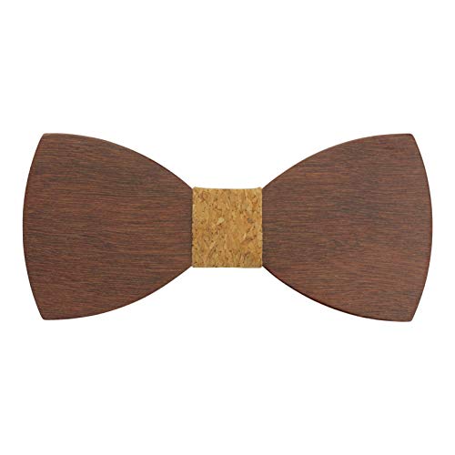 Large Round Red Sandalwood Bow Tie with Cork Centre - Adult Size