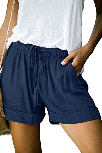 Image of KISSMODA Womens Summer Shorts Leopard /Camo /Solid /Floral Print Elastic Waist Pocketed Casual Pants
