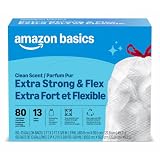 Amazon Basics Ultra-Force Tall Kitchen Drawstring Trash Bags, Classic Clean Scented, 13 Gallon, 80 Count, Pack of 1, Packaging May Vary