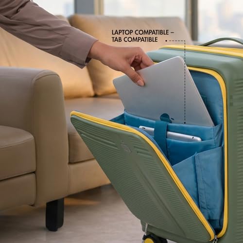 Image of Aristocrat Solana Set of 3 Trolley Bag 53, 65 & 75cm | S+M+L | Hard Luggage | 8-Wheel Suitcase with Laptop Compartment | TSA Lock with Anti-Theft Zipper | 3 Years International Warranty (Green)