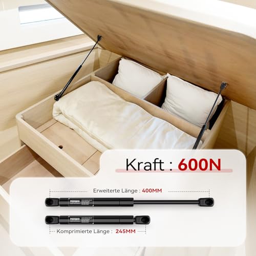Vepagoo Universal 400MM 600N 60KG Gasdruckfeder Gtossdämpfer Gasdruckzylinder für Wohnmobil Deckel Boden Luke Tür Schuppen Fenster und andere benutzerdefinierte Heavy Duty Projekt, 2er