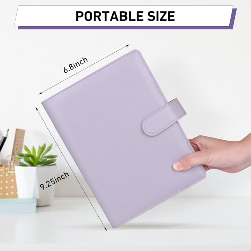 AKONEGE A5-Ringbuch Kunstleder 6-Loch Ringordner A5 Binder für Einlagepapier, nachfüllbares Notizbuch, Budget Planer für Büro, Schule, Arbeit Und Reisetagebücher, Violett (ohne Innenseiten)
