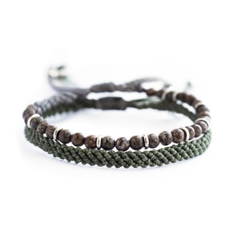 Wakami Handmade Bracelet | Fair Trade Men's Jewelry, Boho Bracelets for Man | Trendy Braided Bracelet Stack | Waterproof