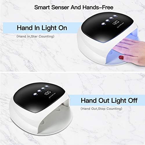 80W UV LED Lampe für Gelnägel, O'Vinna Nageltrockner mit Auto-Sensor, 30/60/90/120S Timer, LCD Display, Abnehmbarer… – Bild 6