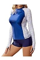 HDTIYUYP Damen UV Surf Shirt - Langarm Badeshirt Rashguard Frau UV Schutz Frauen Surfen Top Schwimmen T-Shirt Sonnenschutz Tshirt Strand Shirt mit Daumenloch Dunkelmarine XL