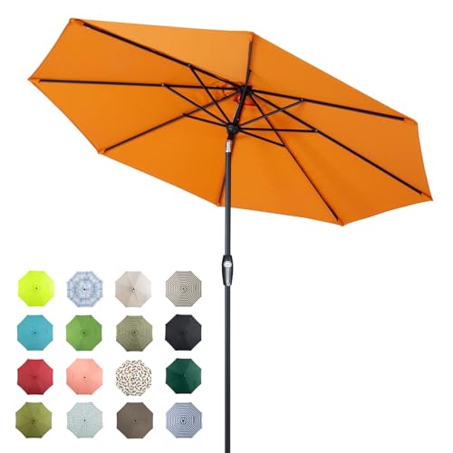 Image of Tempera Patio Market Outdoor Table Umbrella with Auto Tilt and Crank, Large Sun Umbrella with Sturdy Pole & Fade Resistant Canopy, Easy to Set
