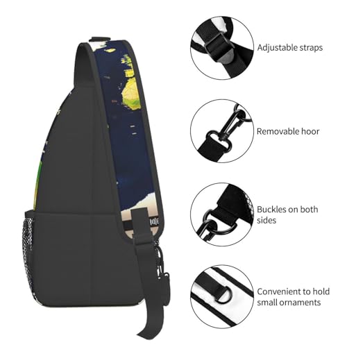 Mochila cruzada con estampado de mapa mundial para senderismo miniatura 5
