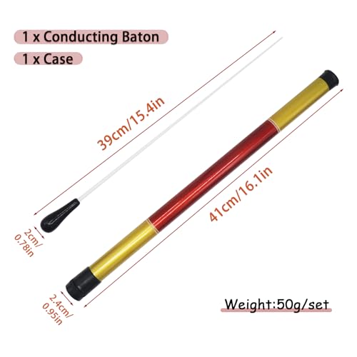 CashBeat 15 Inch Resin Handle Music Conducting Baton with Case, Lightweight Orchestra Conductor Baton for Choral Symphony Concert, Ideal for Music Directors, Singing Leaders & Band Conductors