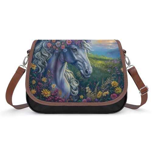 Sacoche en cuir licorne florale sac messager de luxe