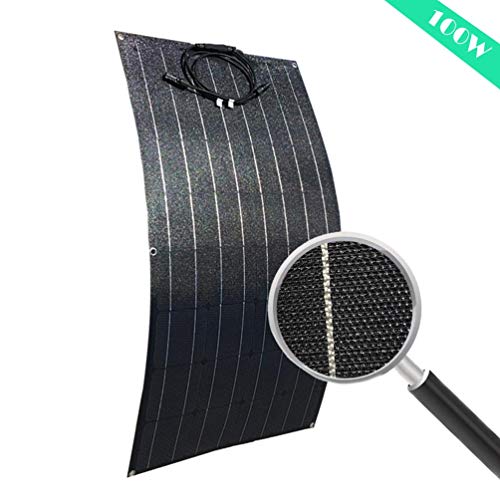 AUECOOR 100 Watt Flexible Solar Panel Bendable Solar Panel Waterproof Monocrystalline Solar Module for RV,Boat, Trailer,Shed,12V Battery Charging off grid