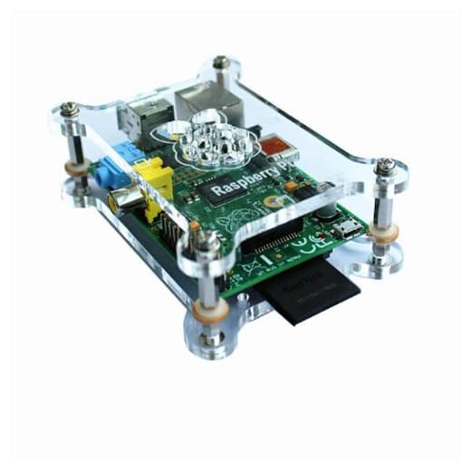 RPi Dog Bone Case, Geotech Raspberry Pi Dog Bone Clear Transparent top and bottom Case | Enclosure Heat Dissipation Quickly | for Raspberry Pi Computer Model B | RPDBC - Transparent