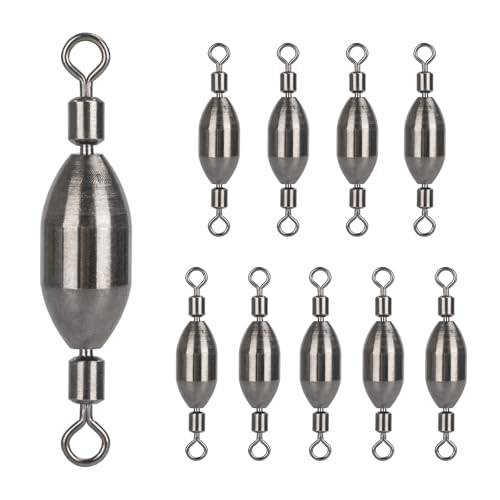 THKFISH Brass Fishing Sinker Swivel, 5 Size Trolling Weights Quick Set Up Lead Fishing Sinker with Swivel Rolling for Saltwater Freshwater,1/32-1/2 OZ