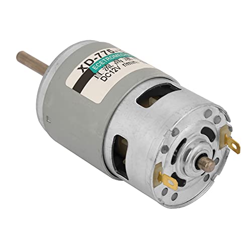Motor de eje de extensión 775, motor CC de alta velocidad 12 V/24 V, par de alta potencia de 80 W con ventilador de refrigeración, bobinado de alambre de cobre puro para (12V10000RPM)