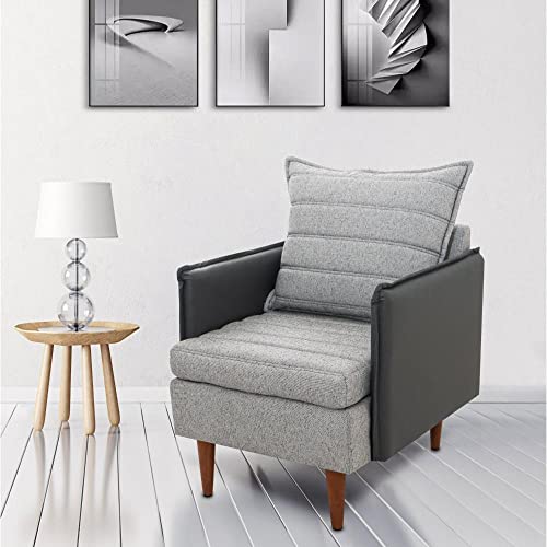 Poltrona Decorativa em Jacquard Dominic Hellen Estofados Cinza