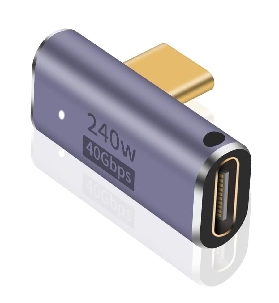 ETZIN USB C Right Angle Adapter 240W, Right Angle USB C Adapter 40Gbps, USB C Male to Female Extender Support 8K Video with LED Light Compatible with i-pad, MacBook, Tablet, Phone-EPL-1081TC-image-20