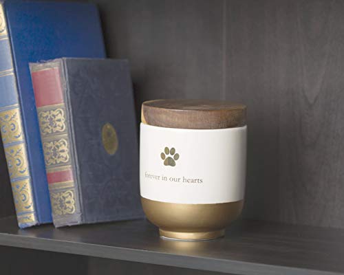 image for Pearhead Pet Ceramic Forever in Our Hearts Urn, Pet Memorial, Dog Or C