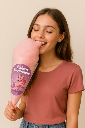 Algodón de azúcar de unicornio en bolsa puntiaguda – Rosa Bubblegum sabor 70 g – Dulce regalo para cumpleaños infantiles y fiestas