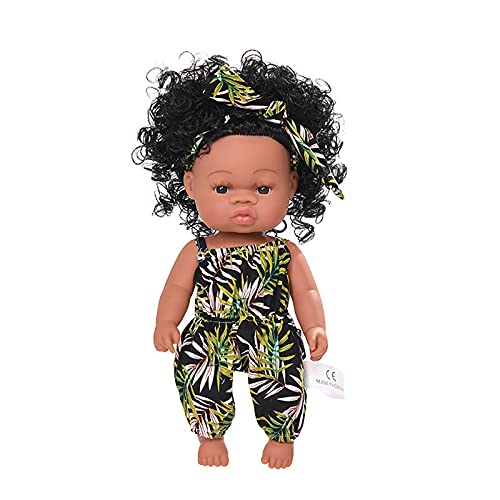 Hengqiyuan Schwarze Puppen Mode afrikanische Mädchenpuppen Spielen Puppe 50cm für Kinder,A