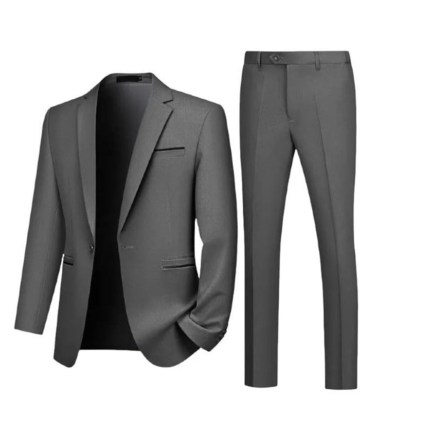Pohullan Men Slim 2-Piece Business Suit Wedding Jacket and Trousers Set for Formal Office Events Groom Attire2