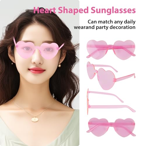 12 Pairs Heart Sunglasses for Women Girl Heart Sunglasses Rimless Fun Trendy Heart Sunglasses Party Favor4