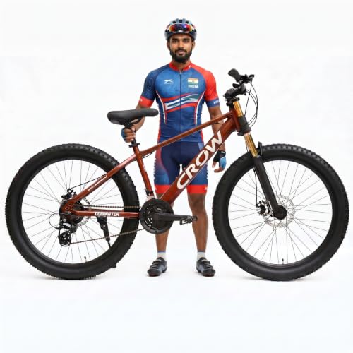 Image of CROW Dominator PRO 21 Speed Mountain Bike for Boys | 15.5 Inch Frame | 27.5T Wheels | Double Crown Suspension | Jak Dual Disc | Stunt Cycle | Bicycle for Adults | Cycle for Boys 12 to 15 Years