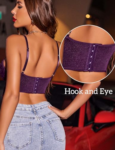 Image of Avidlove Lace Bralettes for Women Y2k Strap Bustier Cami Top V Neck Camisole Lingerie